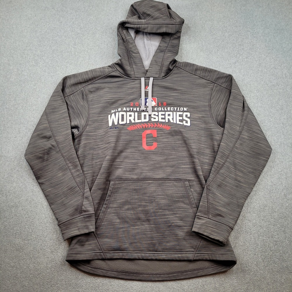 Cleveland Indians 2016 World Series Hoodie Mens Medium Gray MLB Majestic